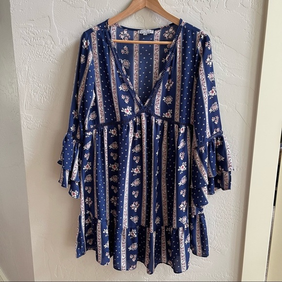 Wishlist apparel Boho Floral Print Dress with Ruffle Long Sleeve Size: S‎ - Picture 6 of 6